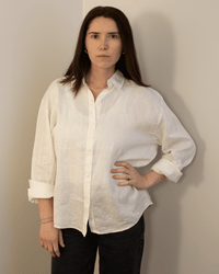 Brighton Long Sleeve Button Up in Chalk - Bliss Boutiques
