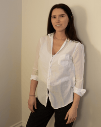 Carrie Blouse in White Cotton Silk - Bliss Boutiques