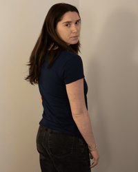 Tilly Short Sleeve Crew Neck Top in Midnight - Bliss Boutiques