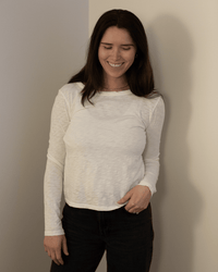 Lizzie Long Sleeve Crew Neck Top in Coconut - Bliss Boutiques