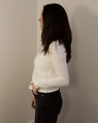 Lizzie Long Sleeve Crew Neck Top in Coconut - Bliss Boutiques