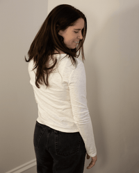 Lizzie Long Sleeve Crew Neck Top in Coconut - Bliss Boutiques