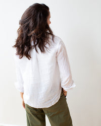 Lili No Pkt Shirt in White Linen