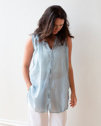Calle Slvlss Button Down in Ash Cotton Silk