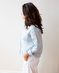 Hadley Shirt in Aqua Chambray Linen