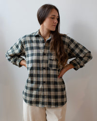 Llewln Shirt Jacket in Black & Tan Plaid