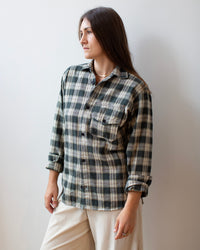 Llewln Shirt Jacket in Black & Tan Plaid