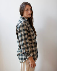 Llewln Shirt Jacket in Black & Tan Plaid