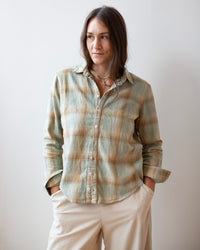 Dorie Top in Mint & Mustard Plaid