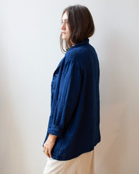 Ingrid Short Jacket in Indigo Linen Twill