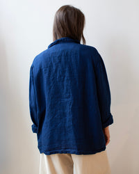 Ingrid Short Jacket in Indigo Linen Twill