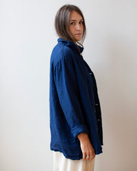 Ingrid Short Jacket in Indigo Linen Twill