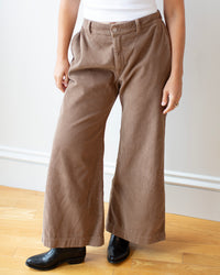 Claudia Wide Leg Pant in Bark Wide Wale Cord