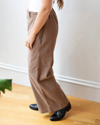 Claudia Wide Leg Pant in Bark Wide Wale Cord