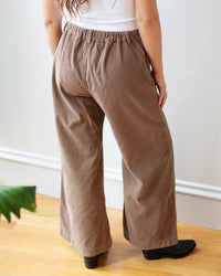 Claudia Wide Leg Pant in Bark Wide Wale Cord
