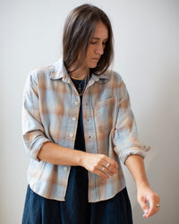 Hadley Shirt Jacket in Light Blue & Tan Plaid