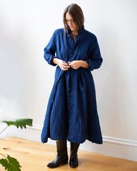 Carmen Long Jacket in Indigo Linen Twill