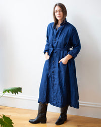 Carmen Long Jacket in Indigo Linen Twill