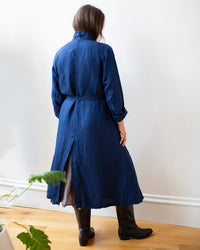 Carmen Long Jacket in Indigo Linen Twill