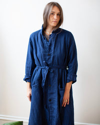 Carmen Long Jacket in Indigo Linen Twill