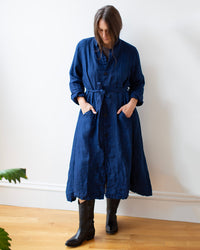 Carmen Long Jacket in Indigo Linen Twill