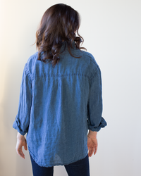 Jojo Shirt - Indigo Linen in Bleach