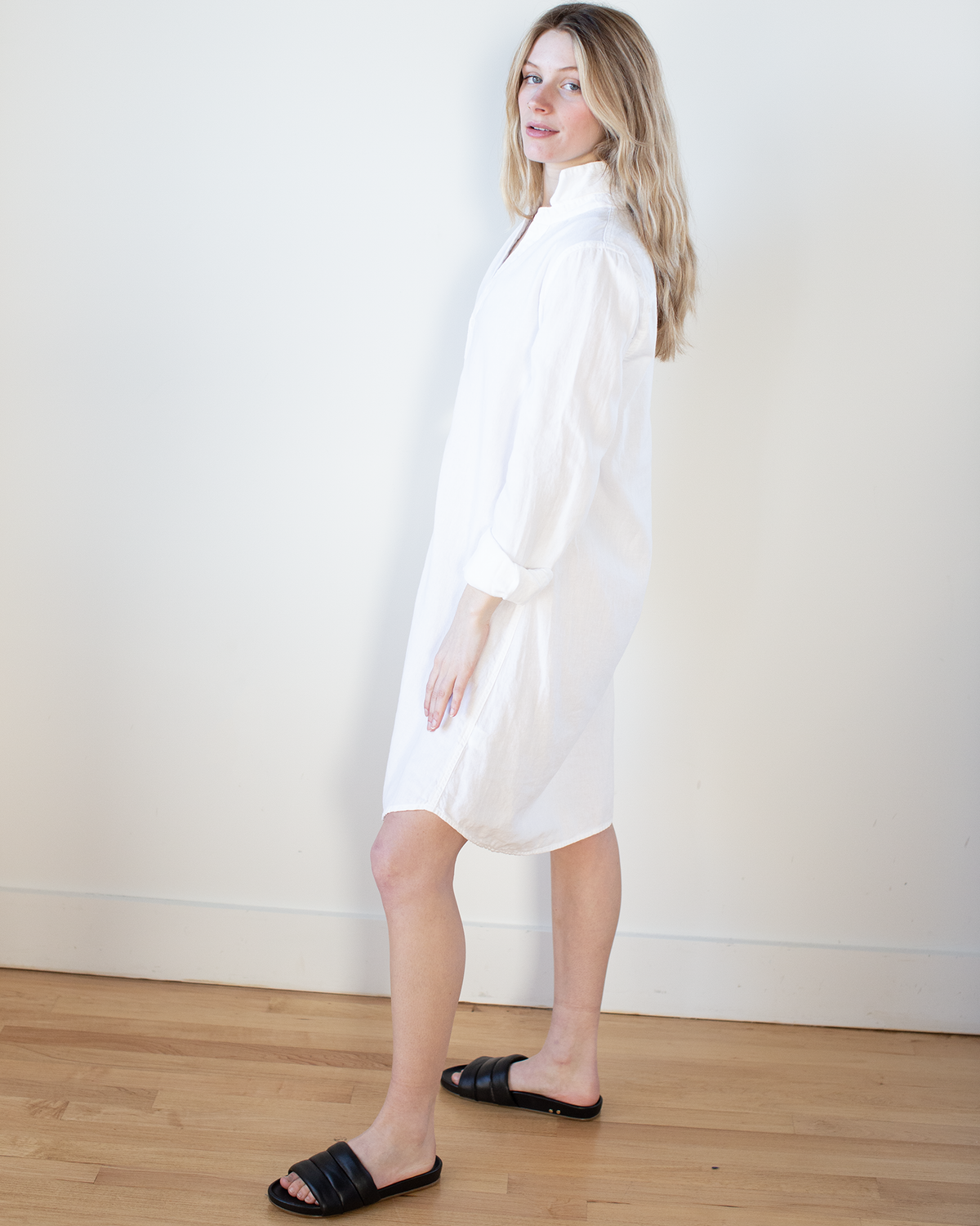 Tamsin Shirtdress - Textured Cotton in White