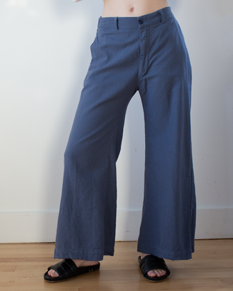 Polly Wide Leg Pant - Cotton Twill in Midnight
