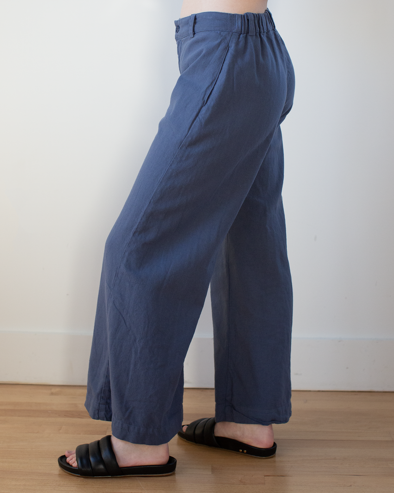 Polly Wide Leg Pant - Cotton Twill in Midnight