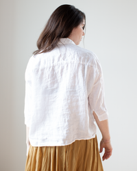 Rooney Boxy Crop Blouse in White Linen