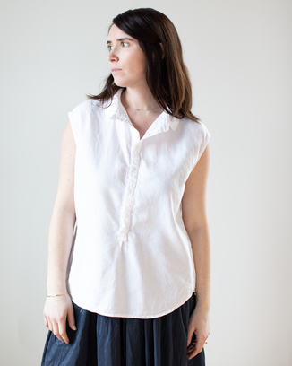 Pattie Sleeveless Pullover in White Textured Cotton