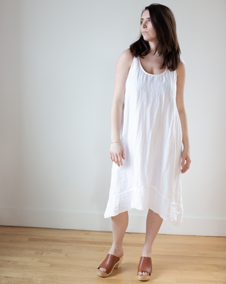 Freida Dress in Lined White Linen