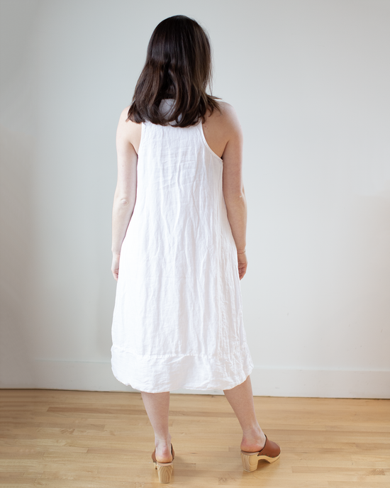 Freida Dress in Lined White Linen