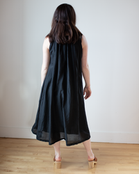 Sia Dress in Black Cotton Silk