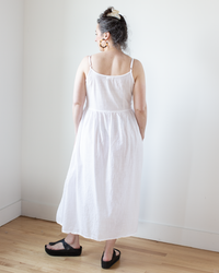 Hazel Dress in White Cotton