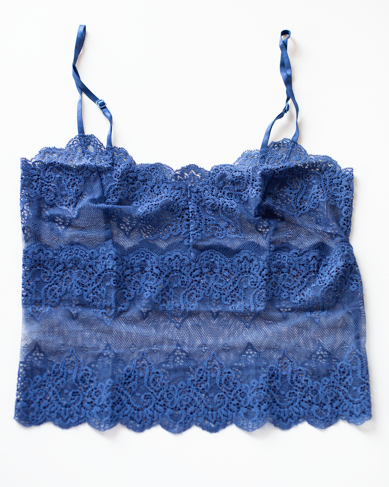 Unlined Lace Cami & Hipster Set in Pacific