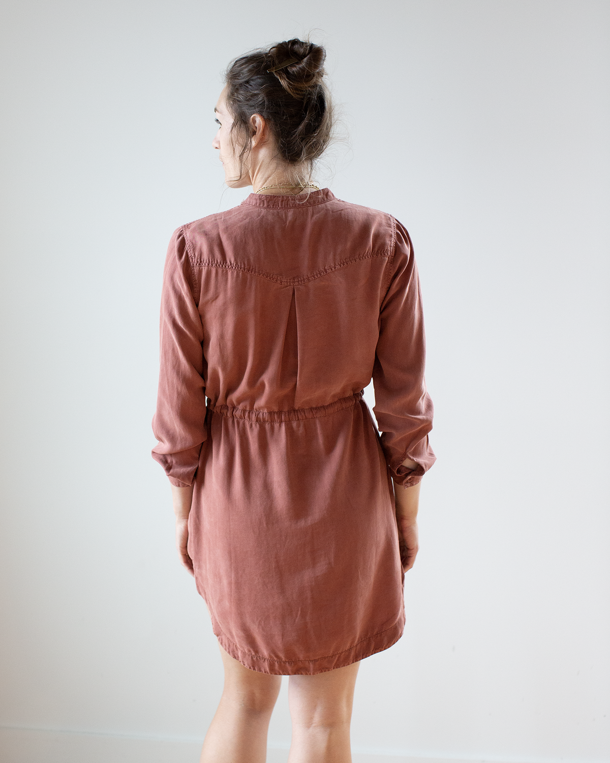 Flap Pocket Shirt Dress in Baked Terracotta