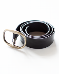 Angus Leather Belt in Black by Hartford with a silver buckle on a white background.