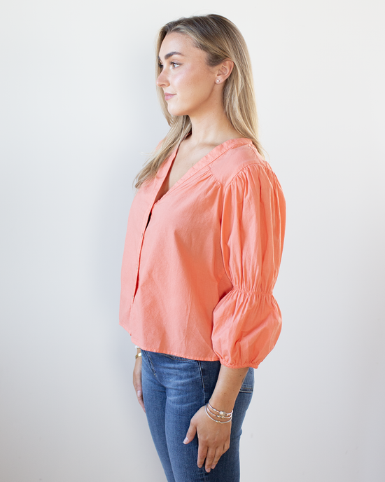 Bubble Sleeve Blouse in Pigment Tangerine