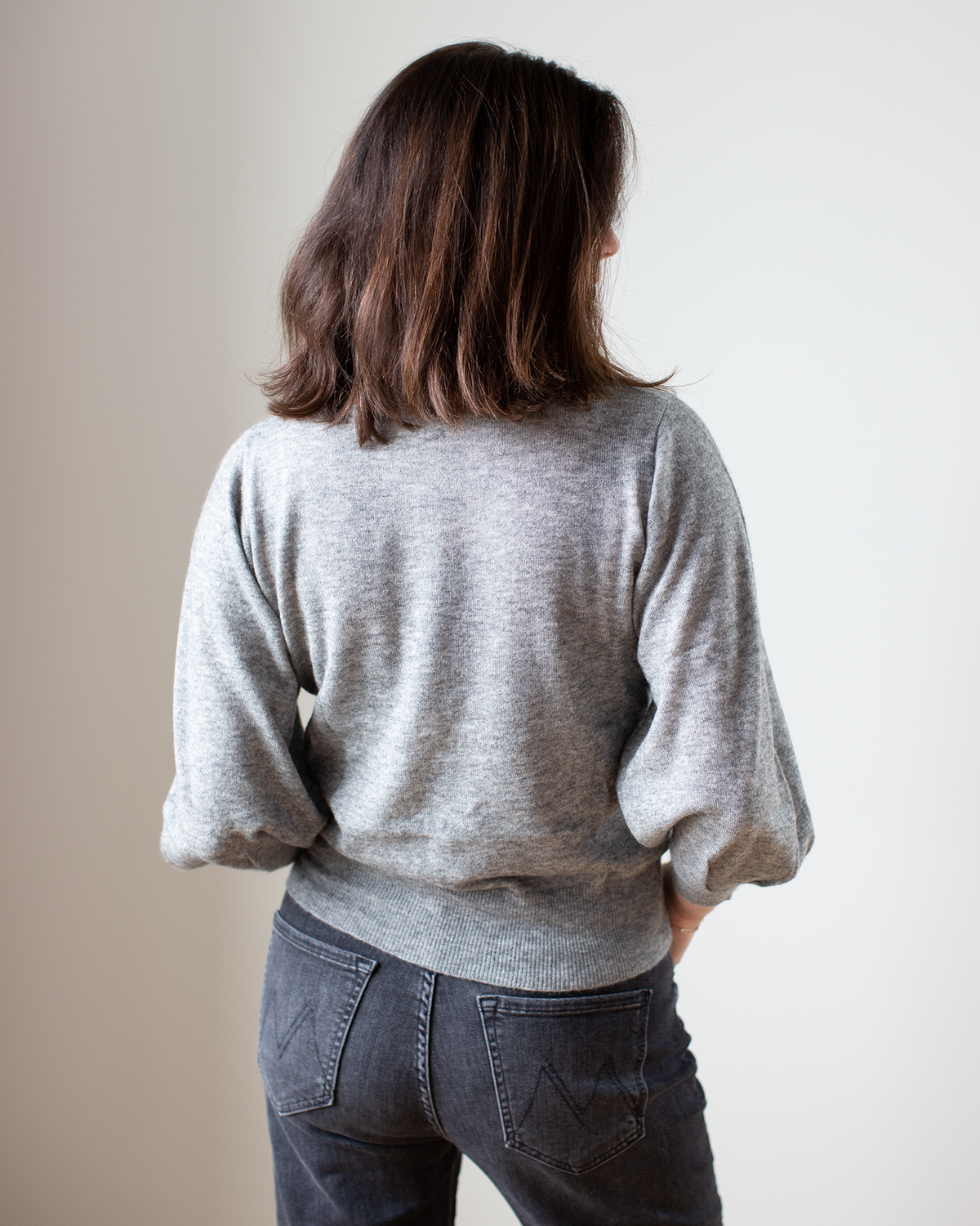 Puff 3/4 Sleeve Crew in Bankers Gray