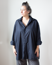 Jane Oversized Button Down w/o Pkts - Cotton Oxford in Ink