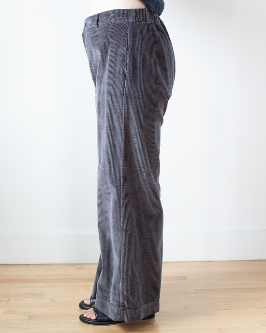 Polly Wide Leg Pant - Wide Wale Cord in Carbon
