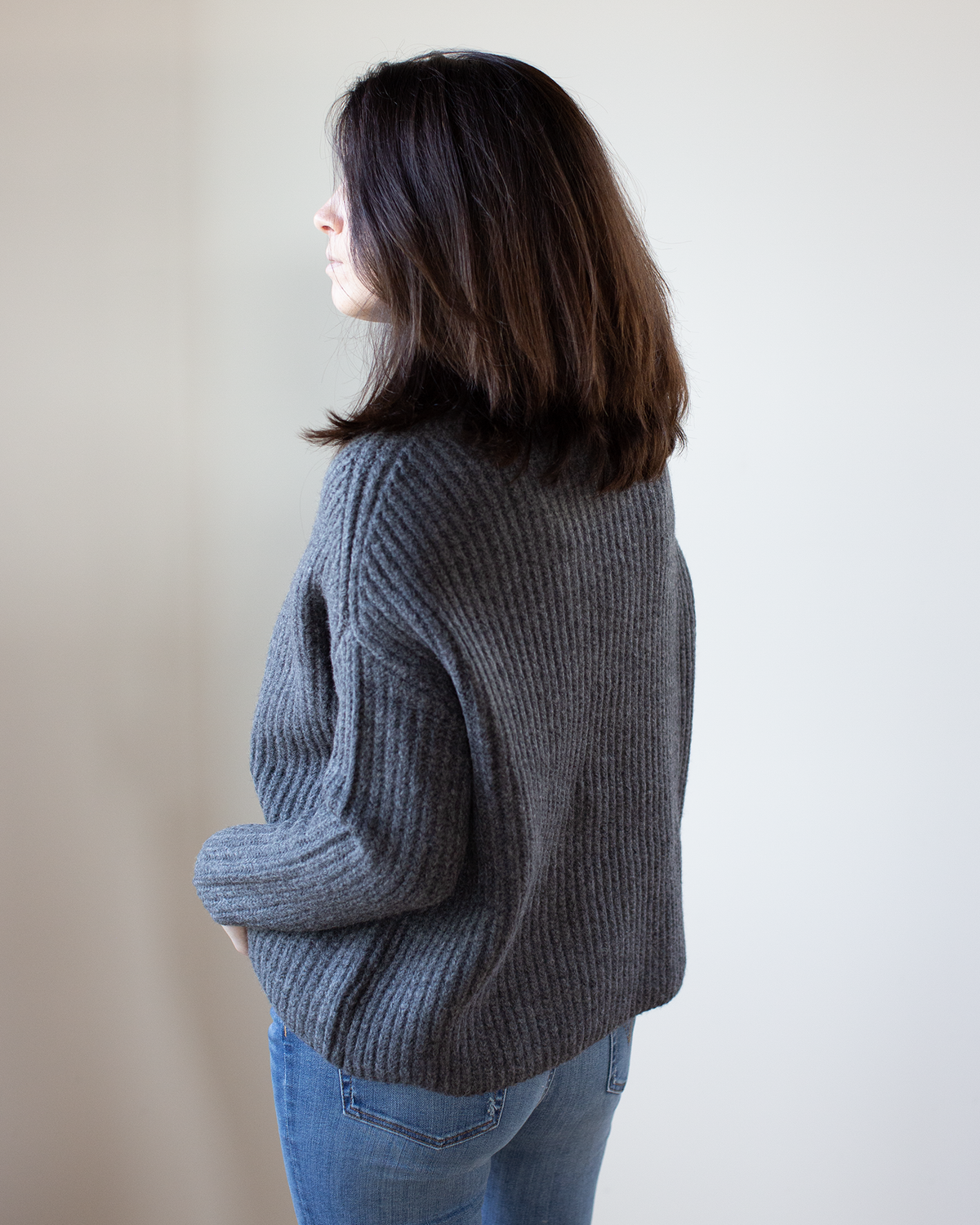 Margot High Neck Sweater in Charcoal Heather