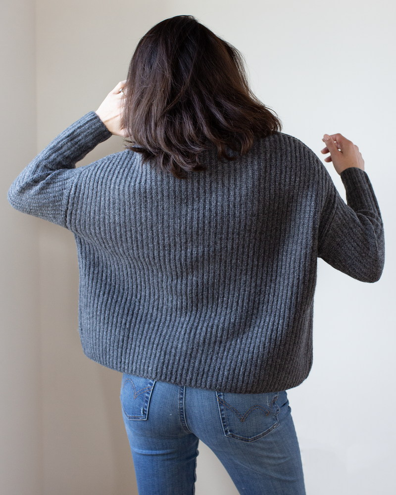 Margot High Neck Sweater in Charcoal Heather
