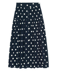 The Highland Skirt in Navy w/ Cream Polka Dots - Bliss Boutiques