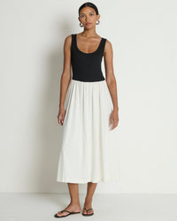 Karla Midi Dress in Porcelain Color Block