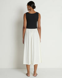 Karla Midi Dress in Porcelain Color Block