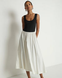 Karla Midi Dress in Porcelain Color Block