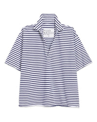 Frank & Eileen Patty Popover S/S Henley in White & British Royal Navy Stripe Jersey 