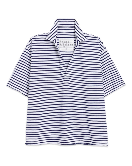 Frank & Eileen Patty Popover S/S Henley in White & British Royal Navy Stripe Jersey 